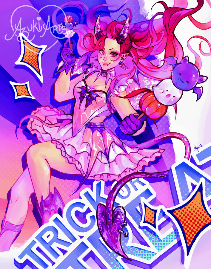 Halloween Trick of Treat Original Character | Limited Edition Art Print Original character in a Halloween theme by Azuki Arts. Stylized anime illustration available as a physical print.
